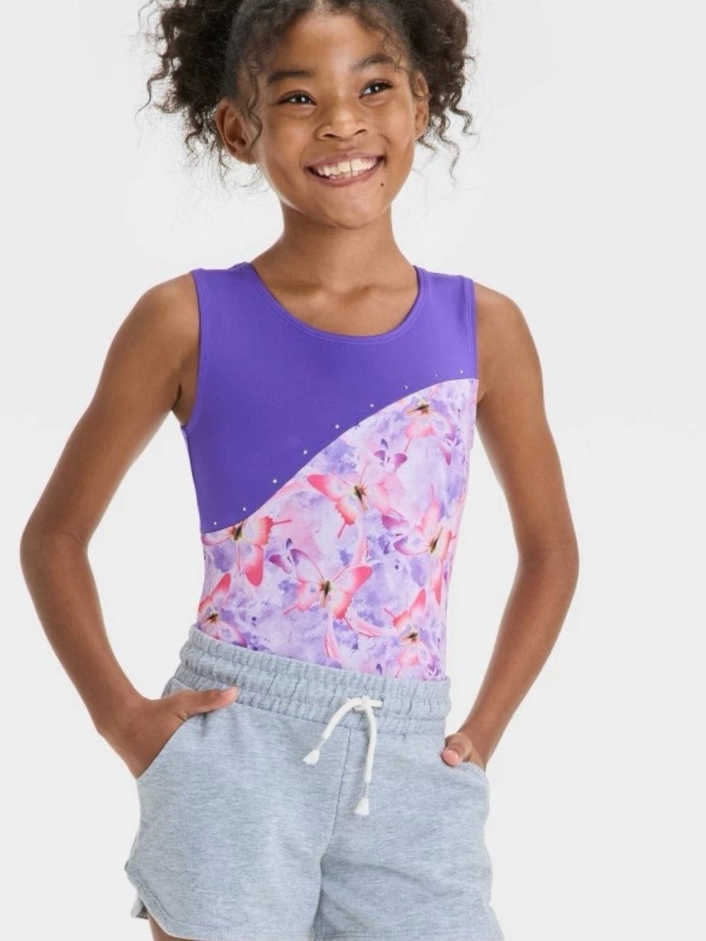 Cat & Jack Girl’s Purple Butterfly Dance Leo One Piece Wicking NWT XS 4/5